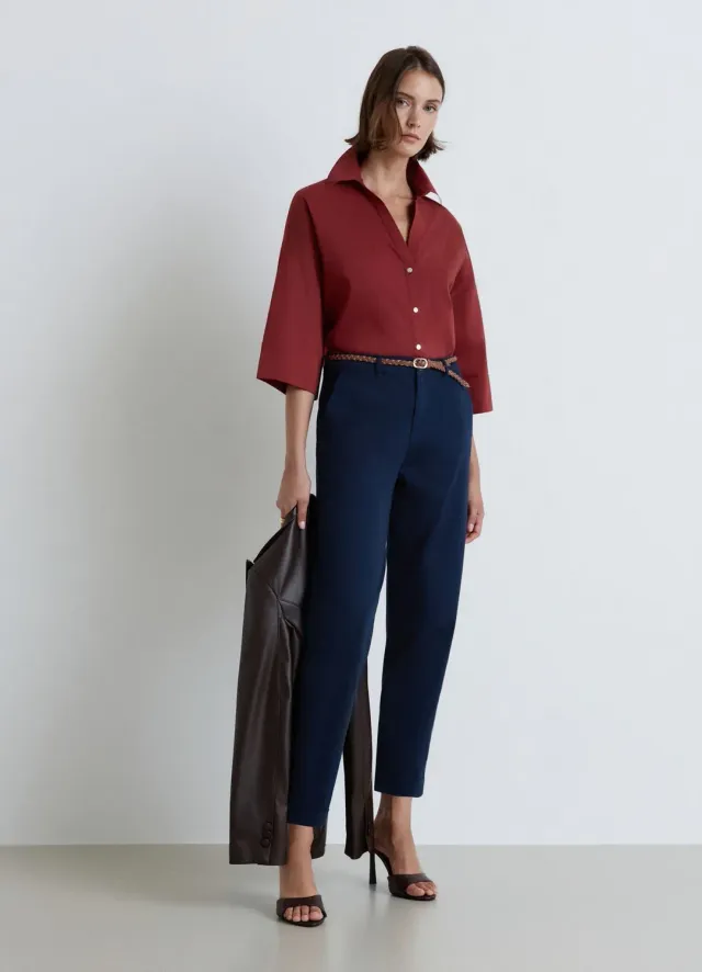 Calliope chino femme ceinture tressée regular