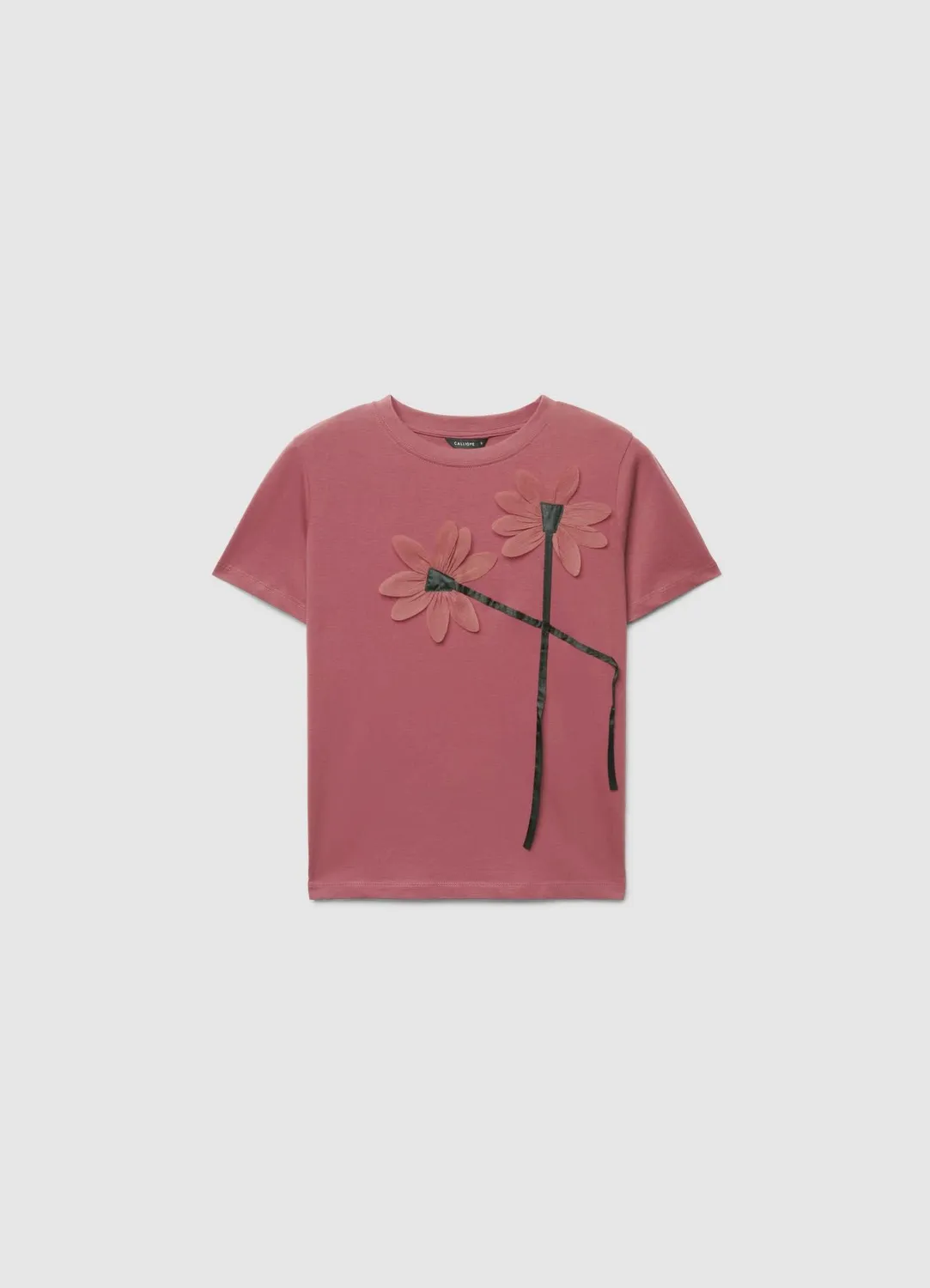 Calliope t-shirt fleurs appliquées manches courtes femme