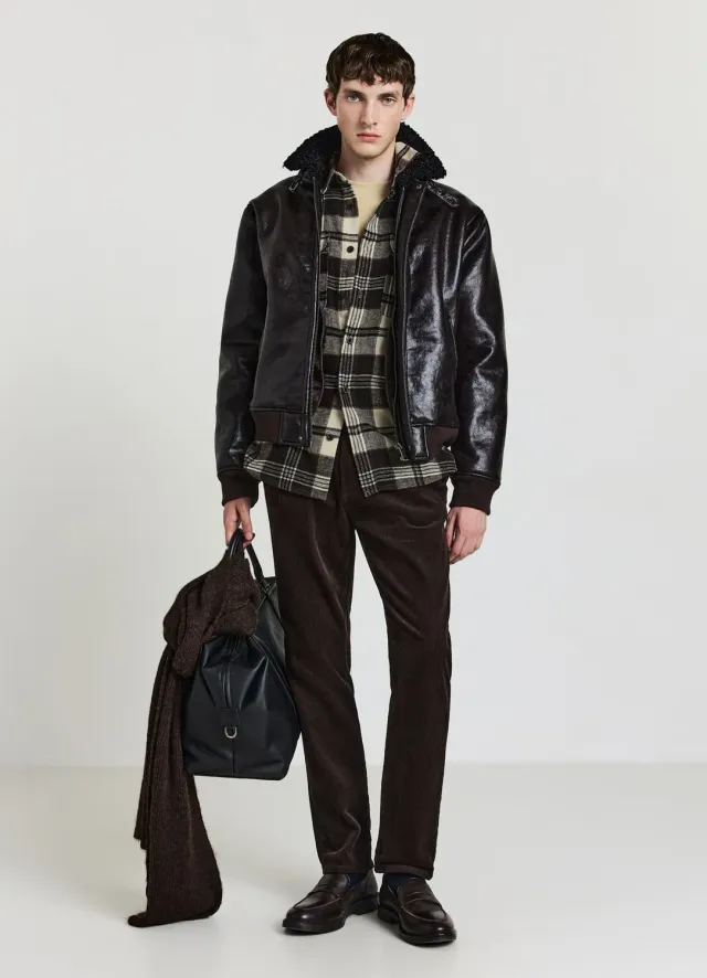 Calliope Blouson Aviateur Homme Similicuir Effet Mouton