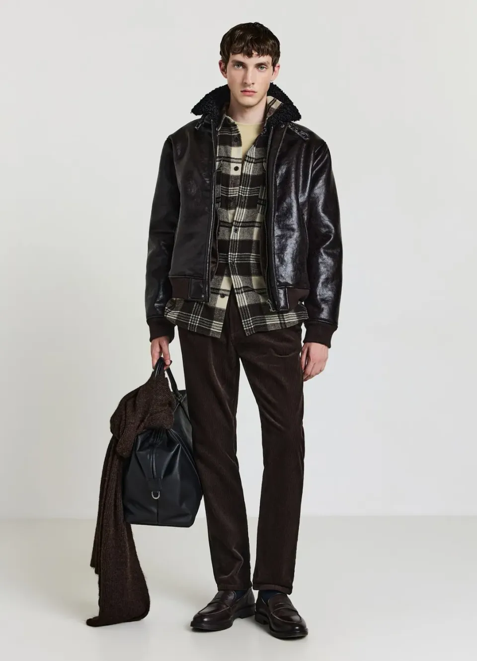 Calliope Blouson Aviateur Homme Similicuir Effet Mouton