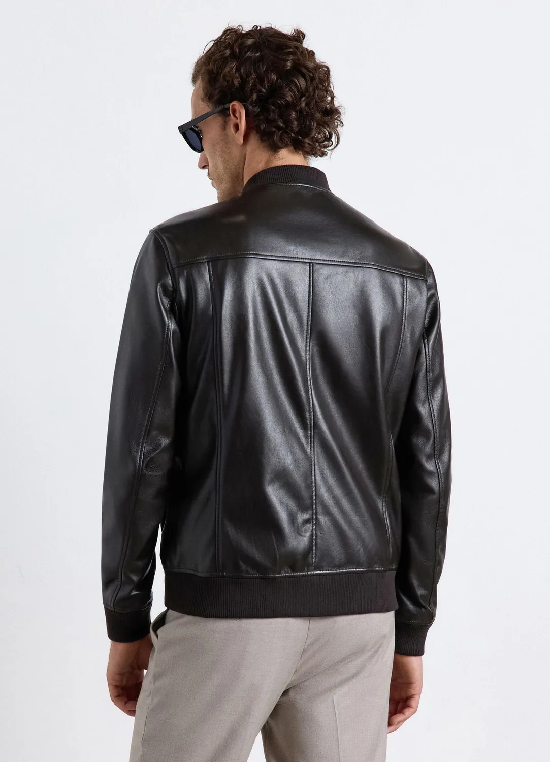 Calliope bomber zip homme uni bord-cotes
