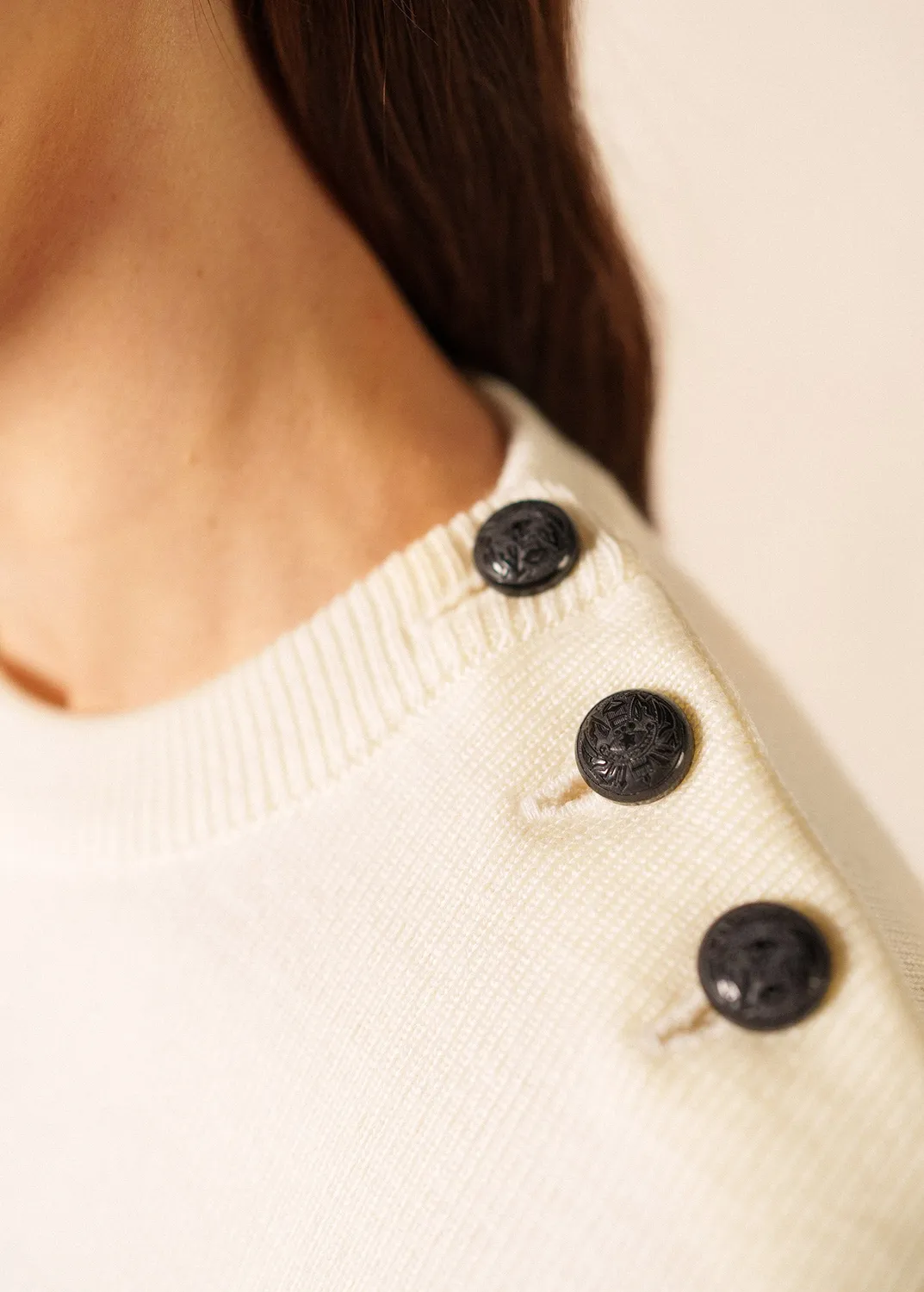 Saint James Rochefort pull marin écume/navy laine