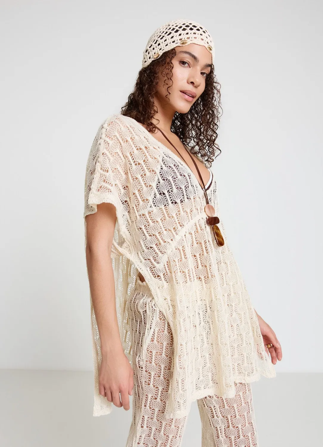 Calliope crochet kaftan de plage femme uni