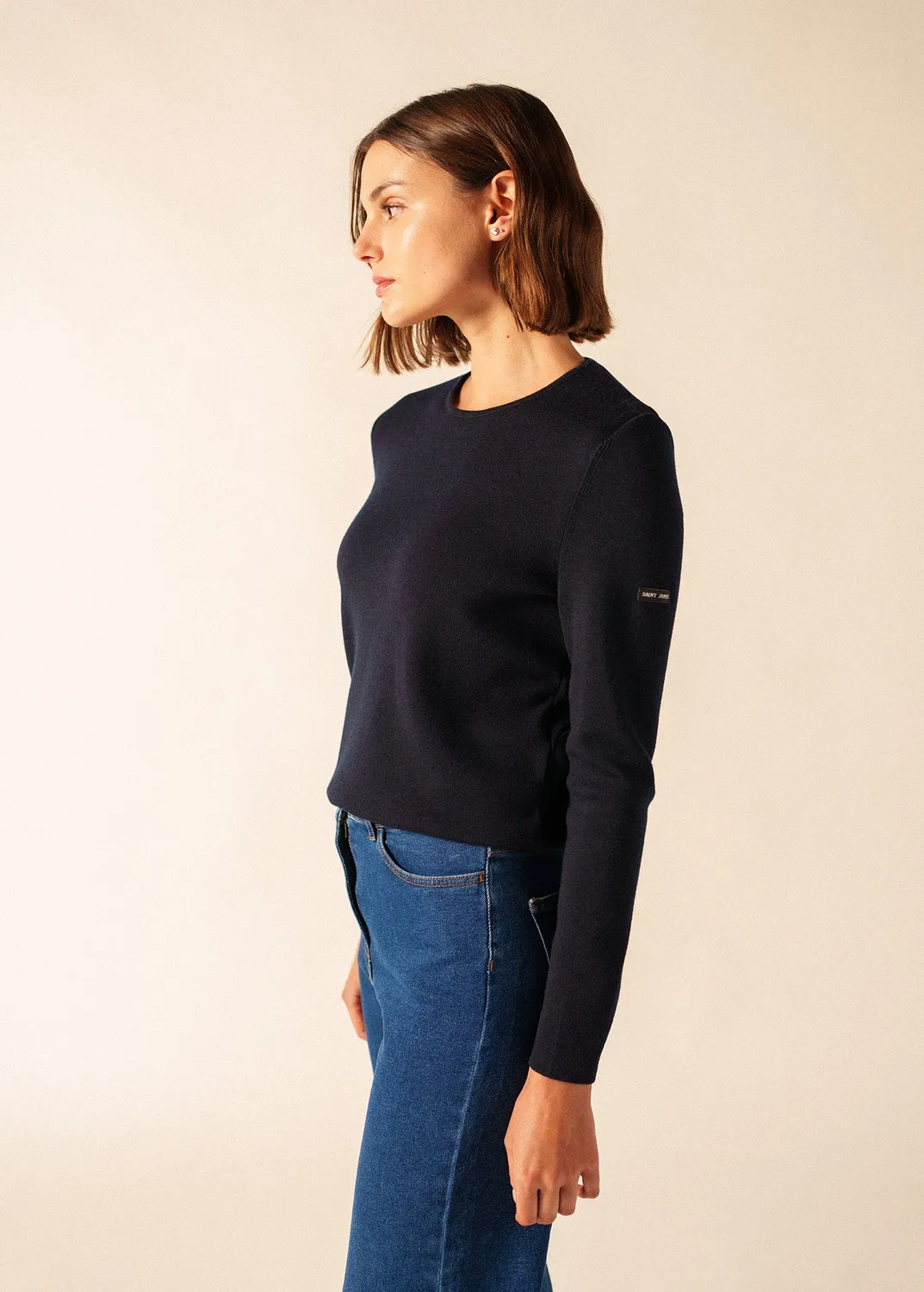 Saint James Molène pull navy laine col rond
