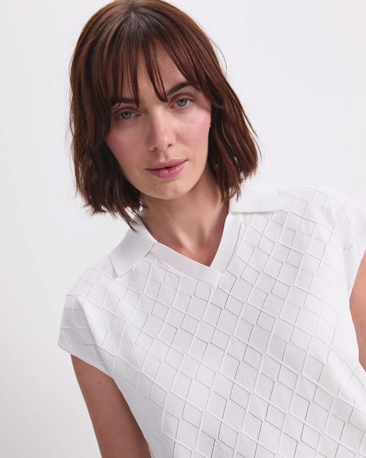 Sportscraft Maxine Milano Argyle Knit Top pull losanges