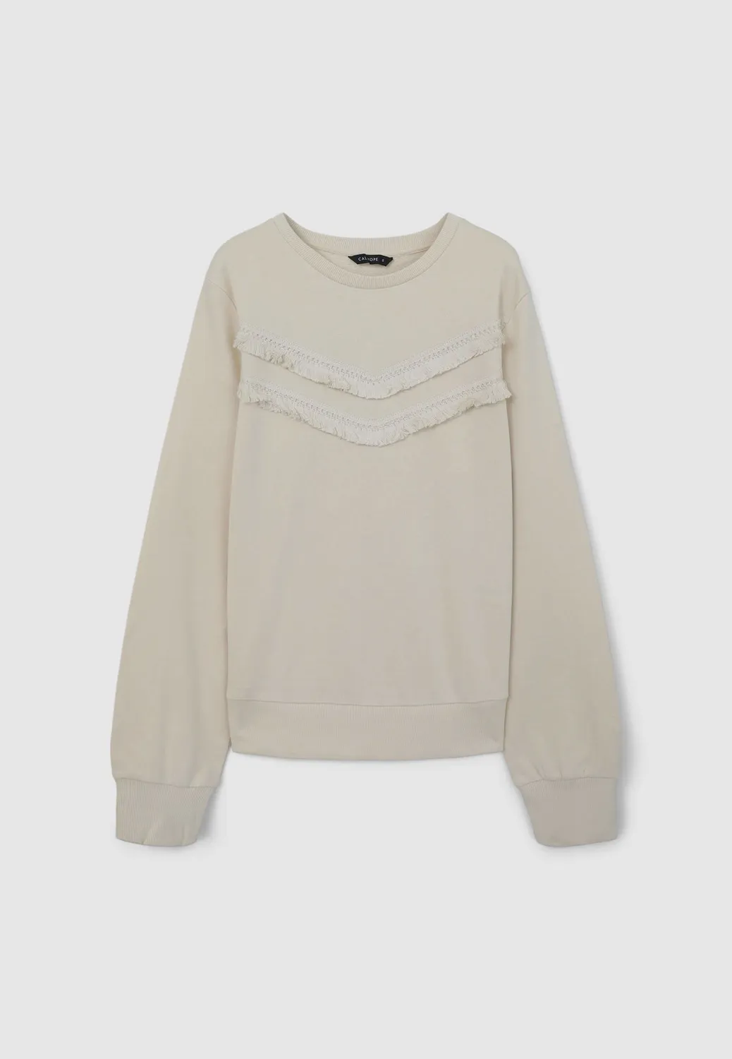 Calliope pull coton femme col rond franges