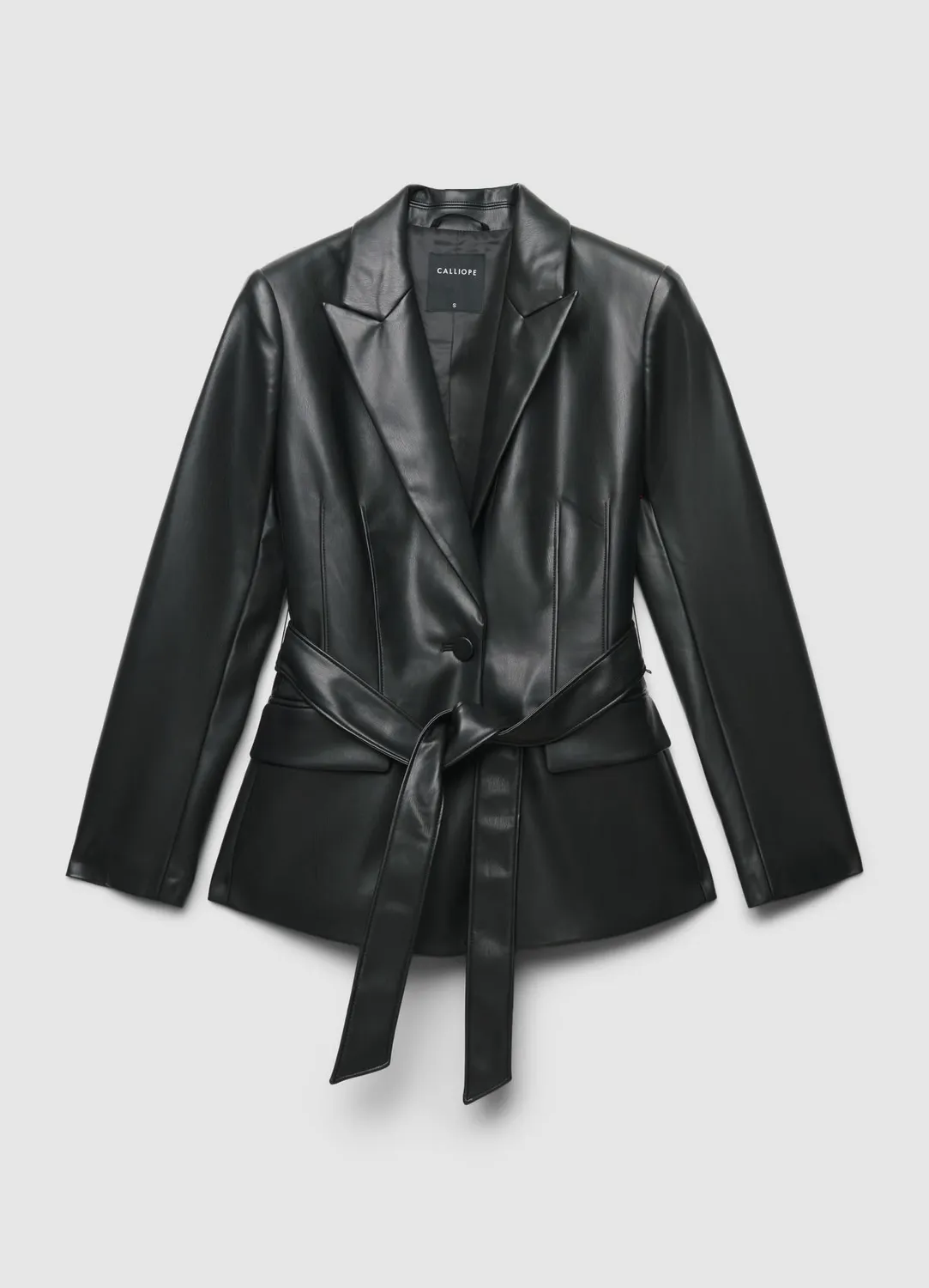 Calliope veste simili cuir femme ceinture à nouer