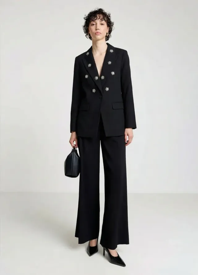 Calliope Strass veste femme blazer un bouton brillant