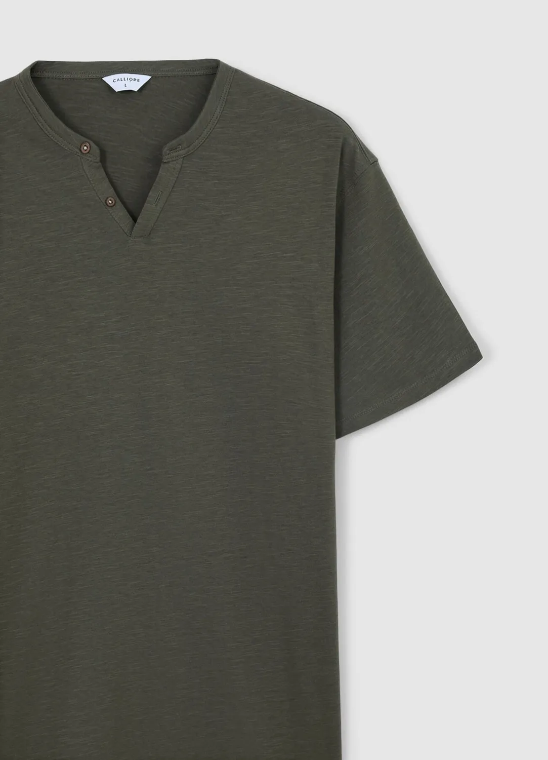 Calliope T-shirt col tunisien coton homme uni