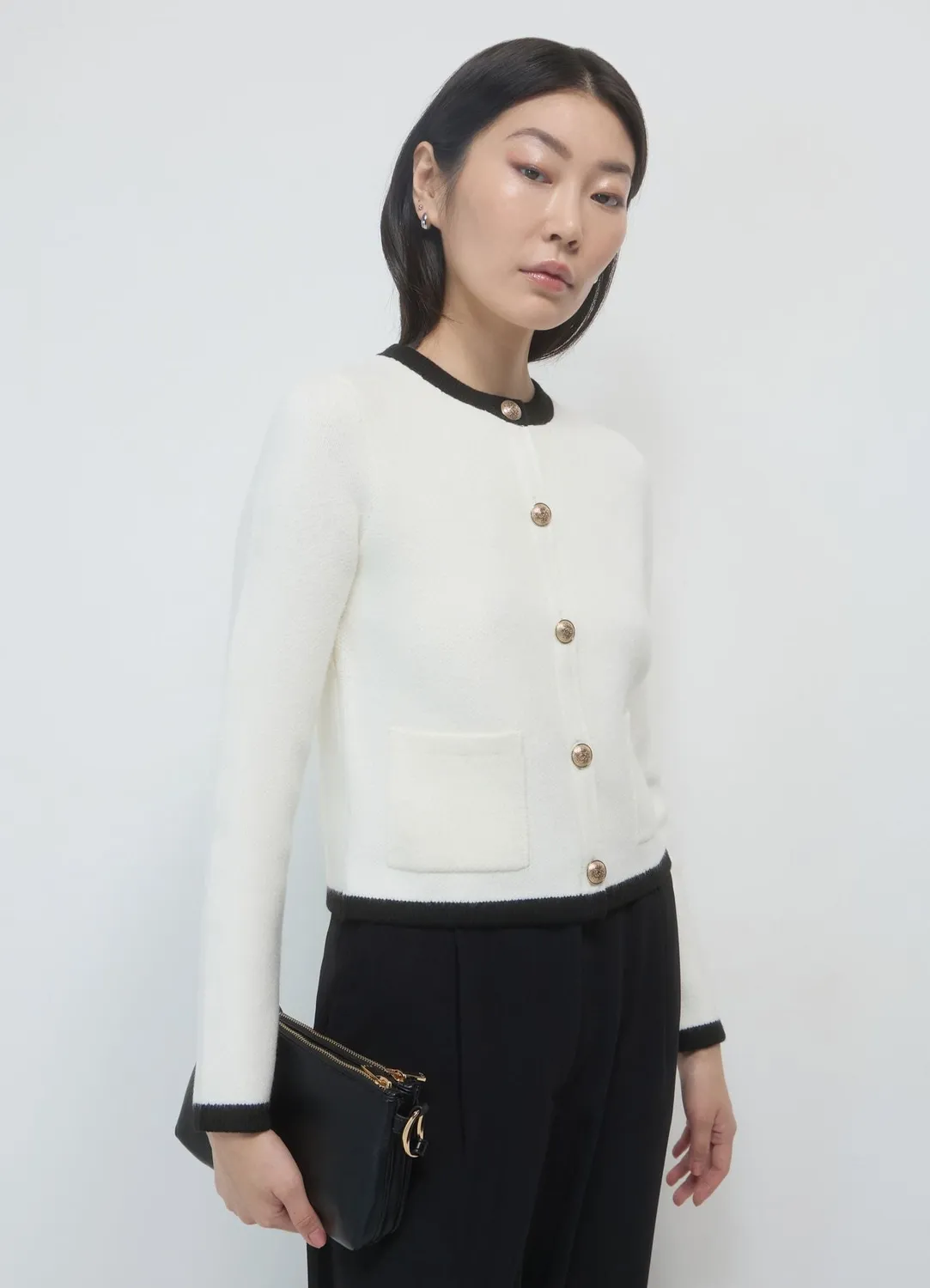 Calliope cardigan femme boutonné contrasté