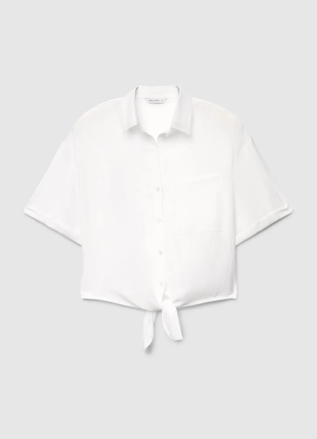 Calliope chemise femme unie nouée manches courtes coton
