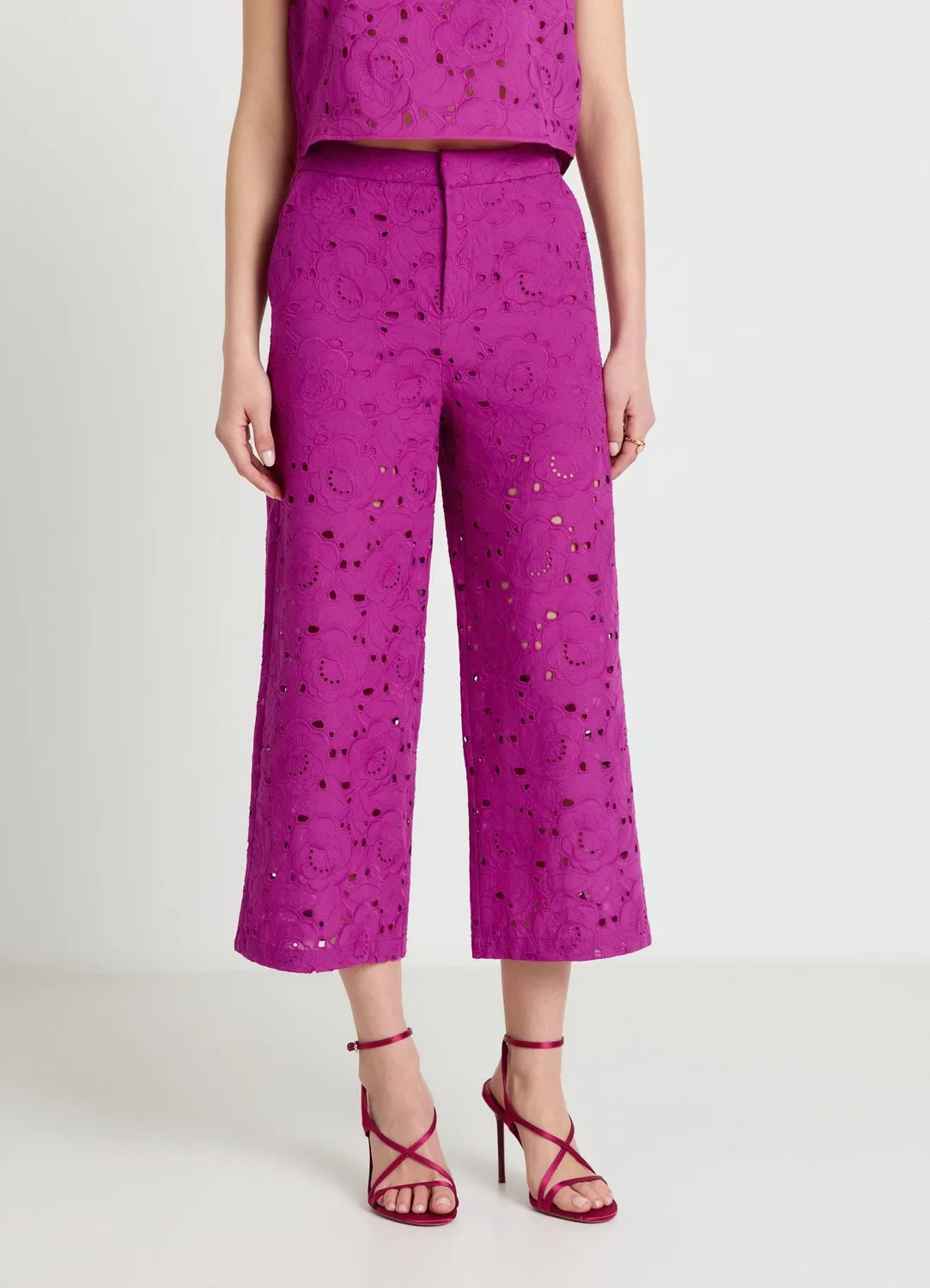 Calliope culotte sangallo pantalon femme broderie florale