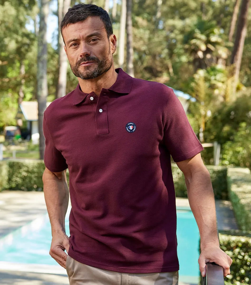 Cocorico Blason polo homme bordeaux coton