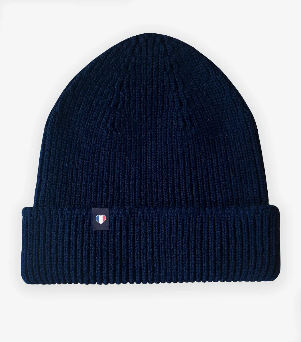 Cocorico Bonnet Homme Marine Laine Mérinos