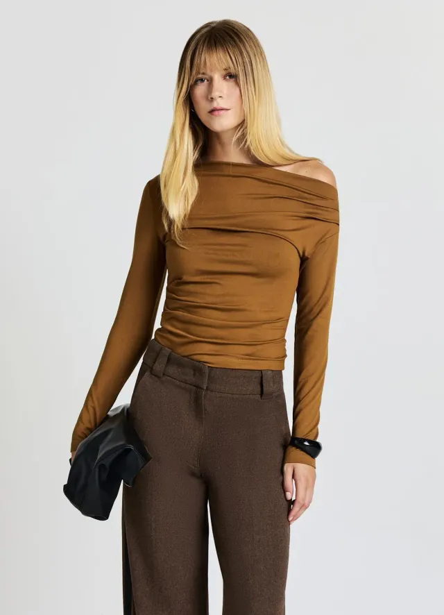 Calliope T-shirt Col Asymétrique Femme Manches Longues