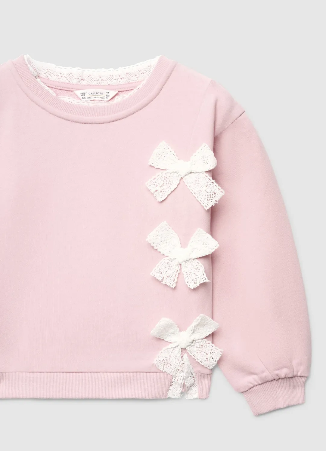 Calliope sweat fille 7-8 ans nœuds dentelle
