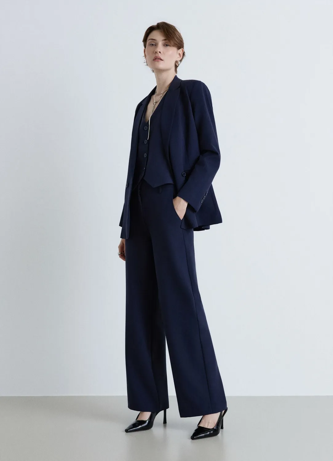 Calliope pantalon palazzo femme taille haute uni