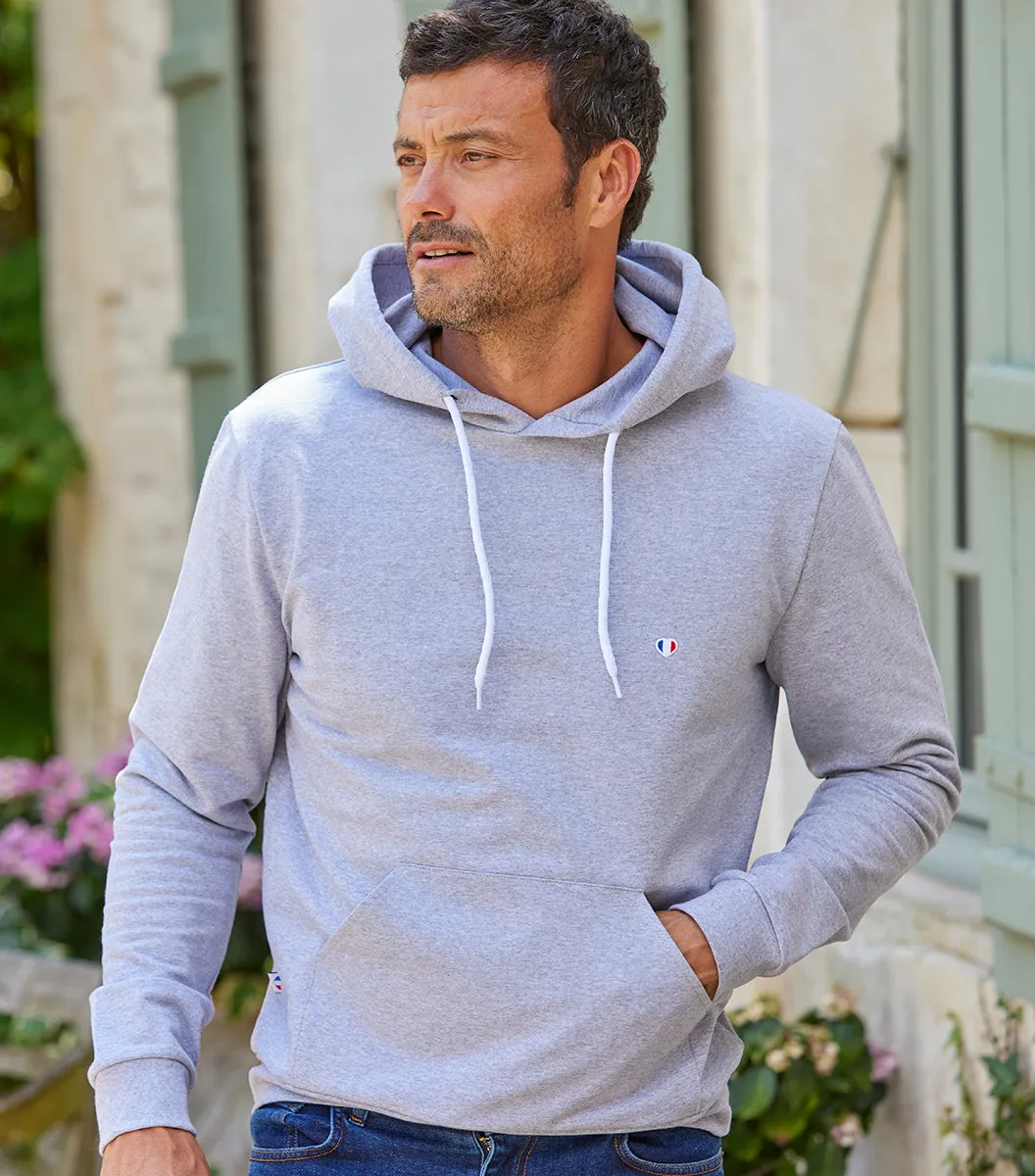 Cocorico Iconique sweat capuche homme gris coton