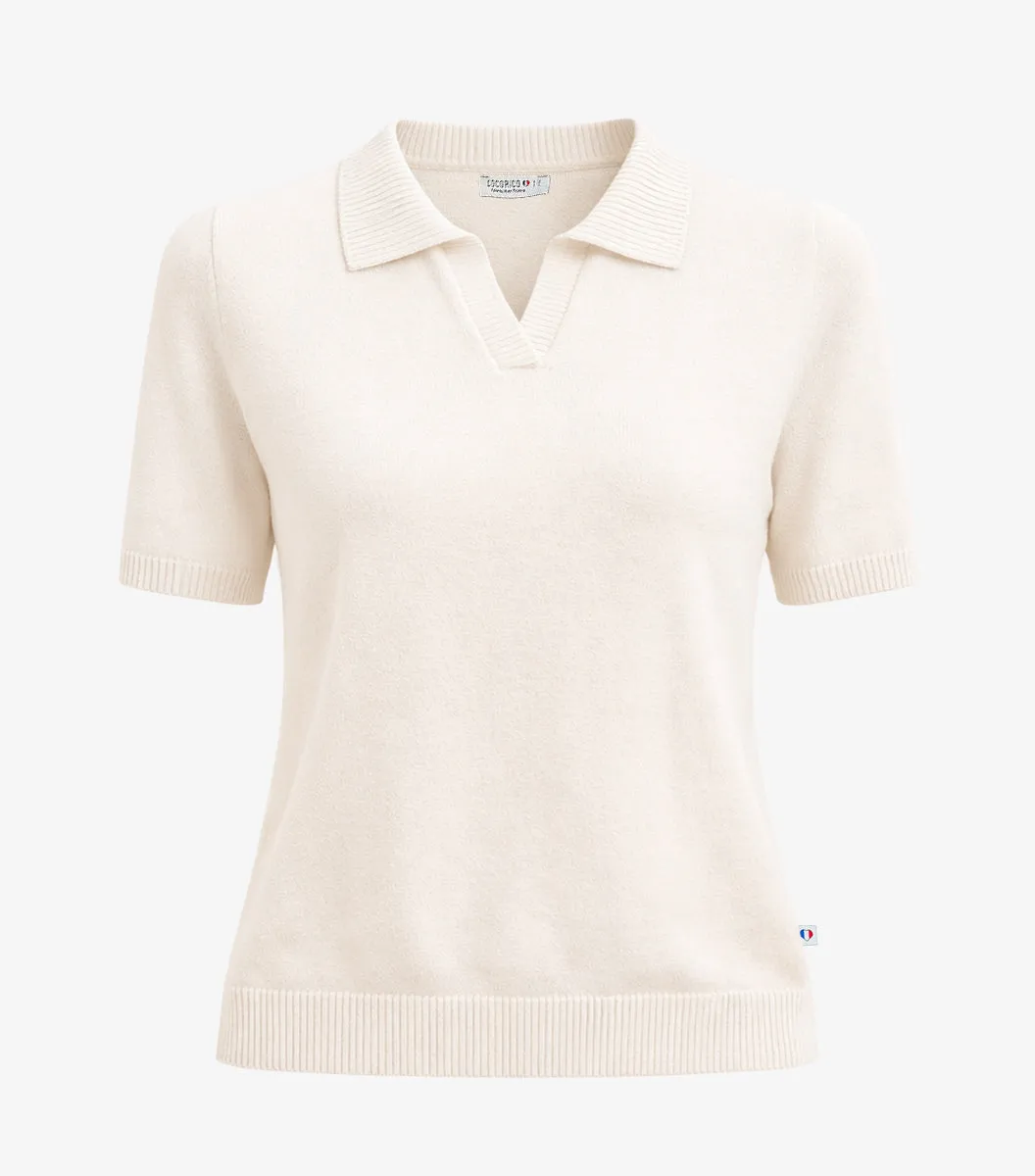 Cocorico polo maille femme écru coupe ajustée