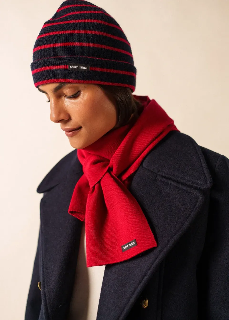 Saint James Scarf écharpe laine bordeaux Médoc adulte 1,6 m