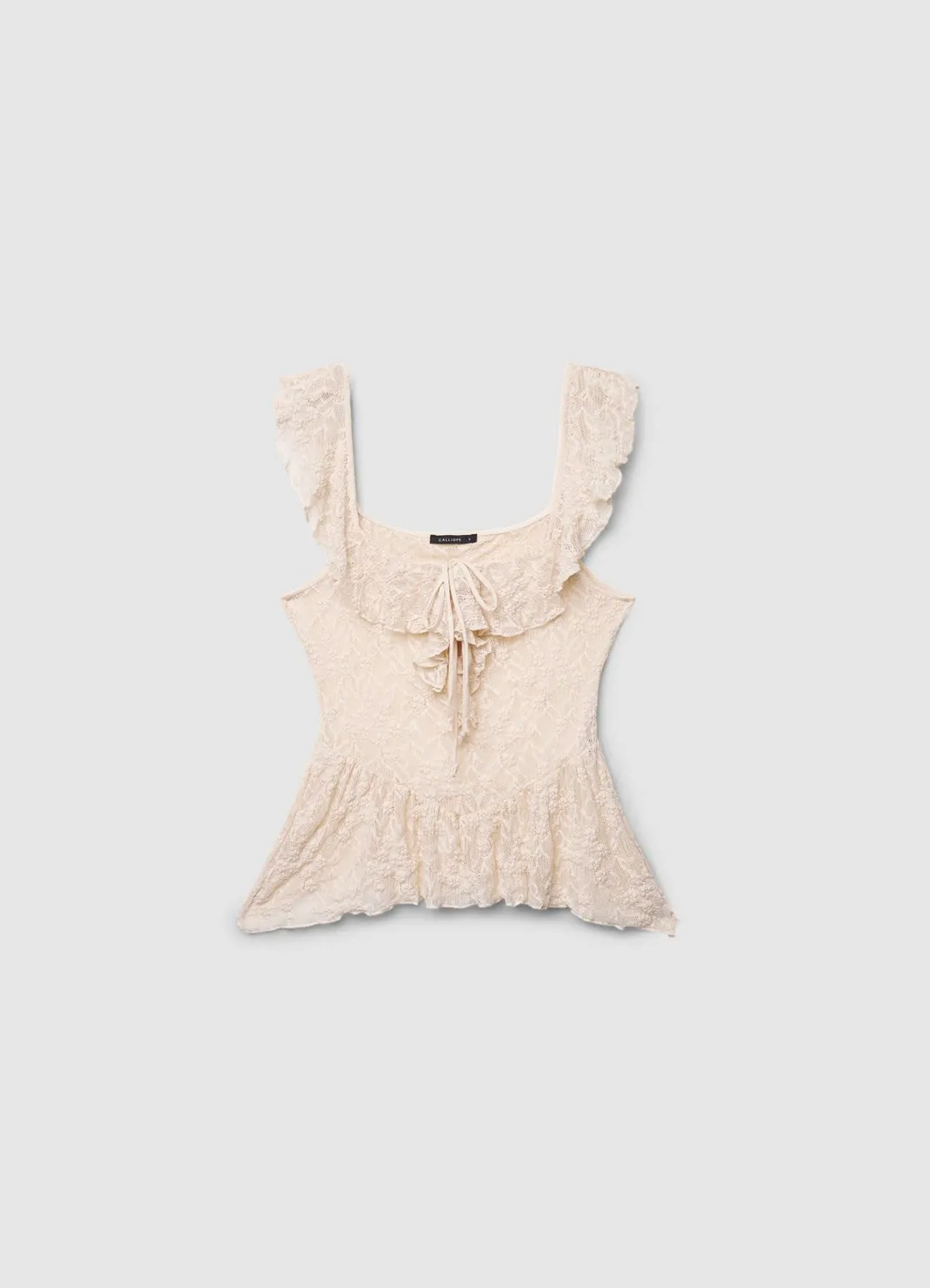 Calliope dentelle top femme volants col carré