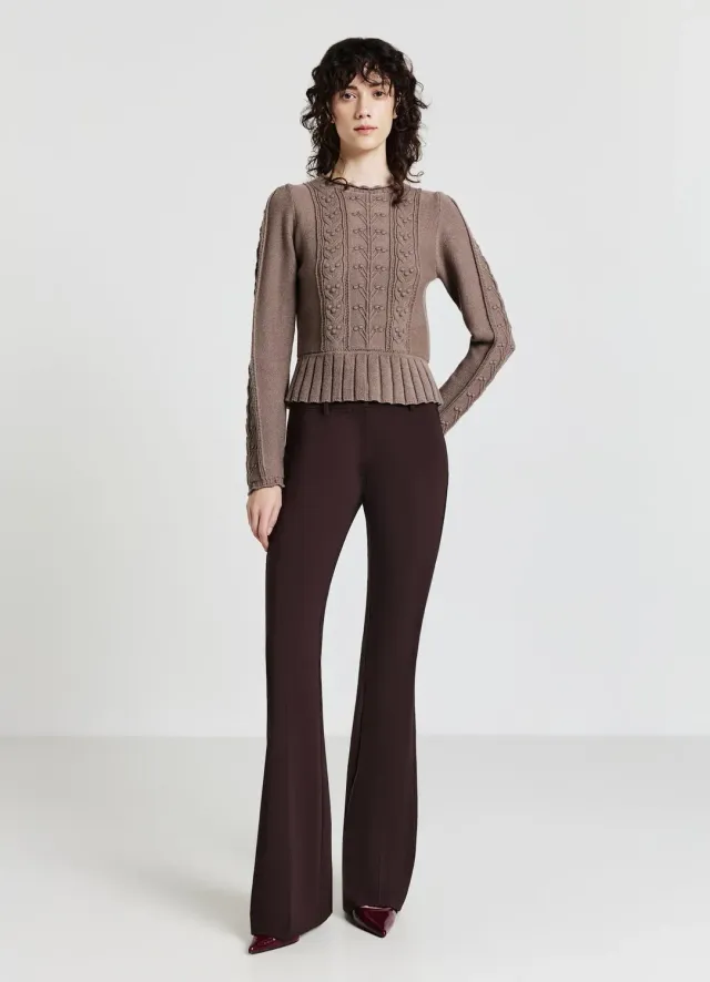 Calliope pull femme manches longues à volants
