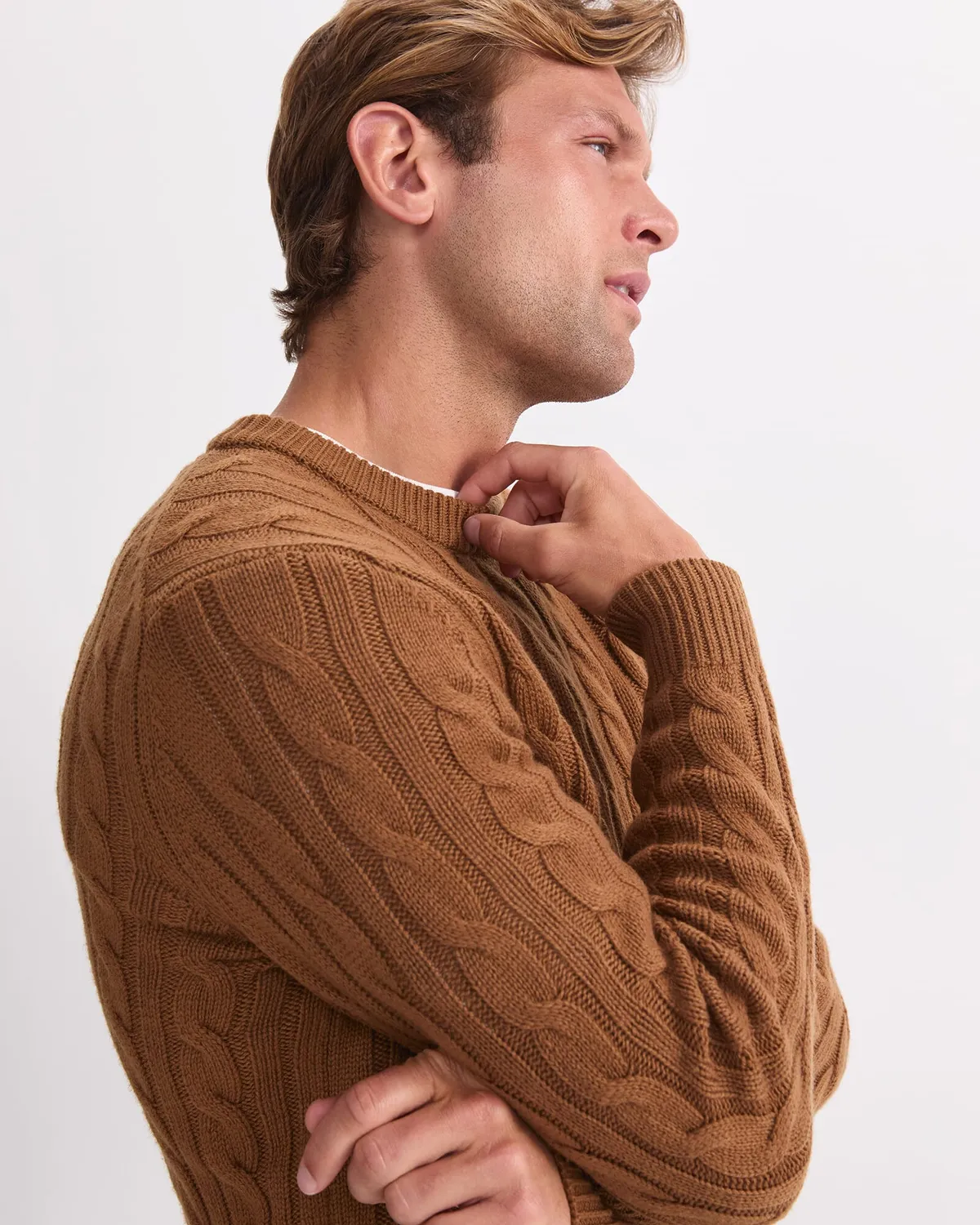 SportsCraft Cable Knit pull col rond laine homme