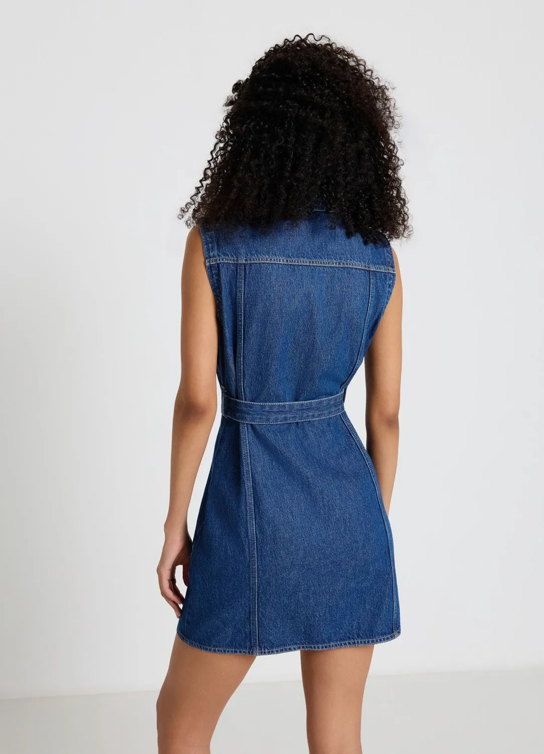 Calliope robe denim sans manches femme ceinture
