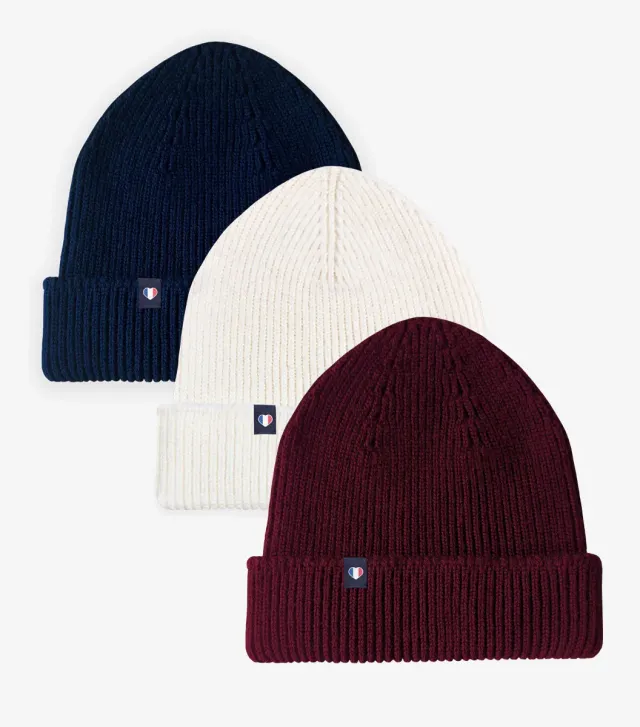 Cocorico Pack Tricolore Bonnet x3 – Laine Mérinos
