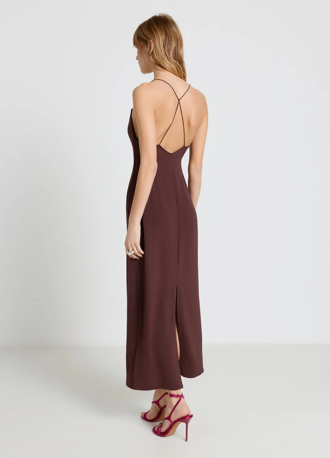 Calliope robe longue décolleté bretelles croisées fente