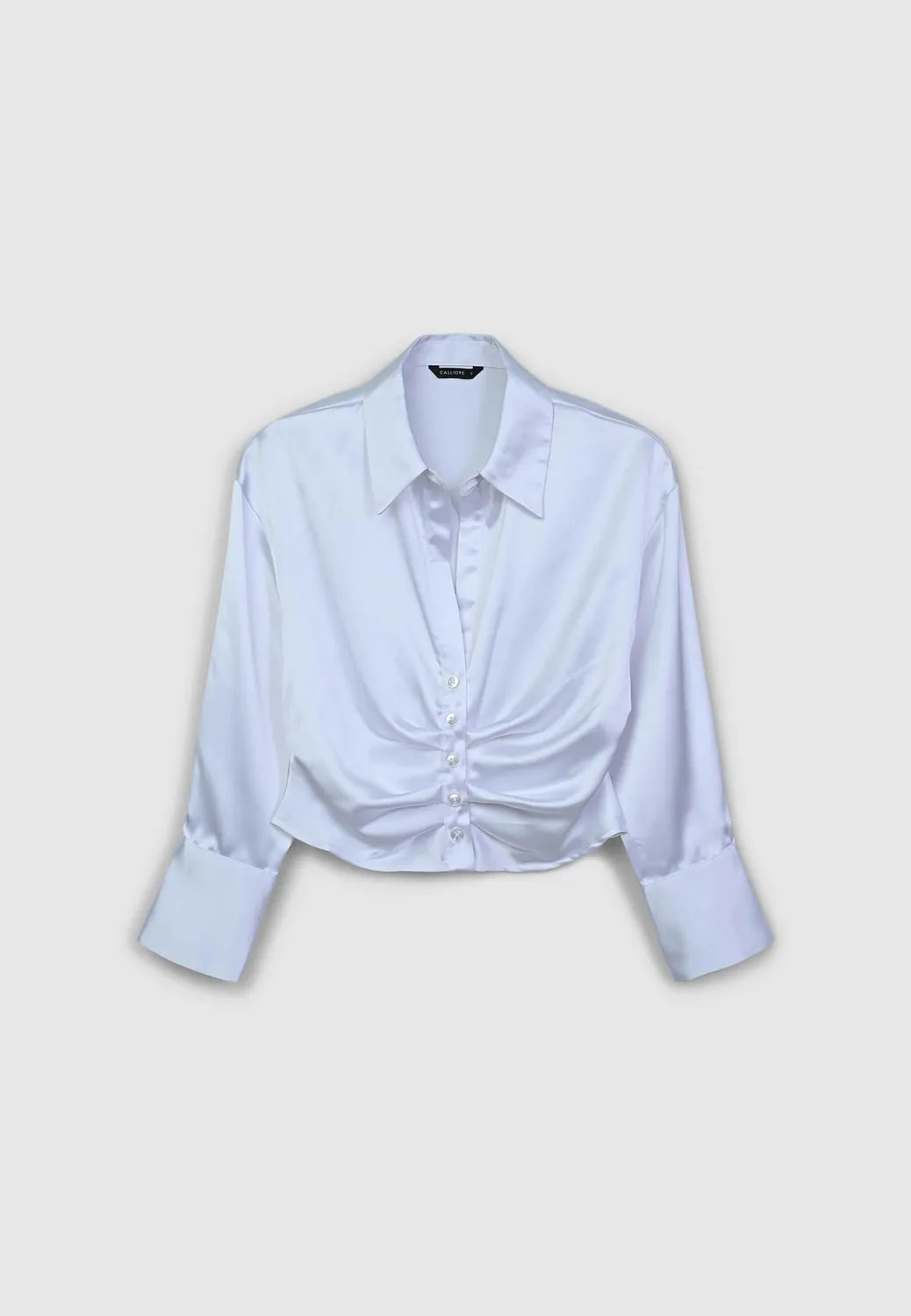 Calliope crop chemise femme satin à fronces