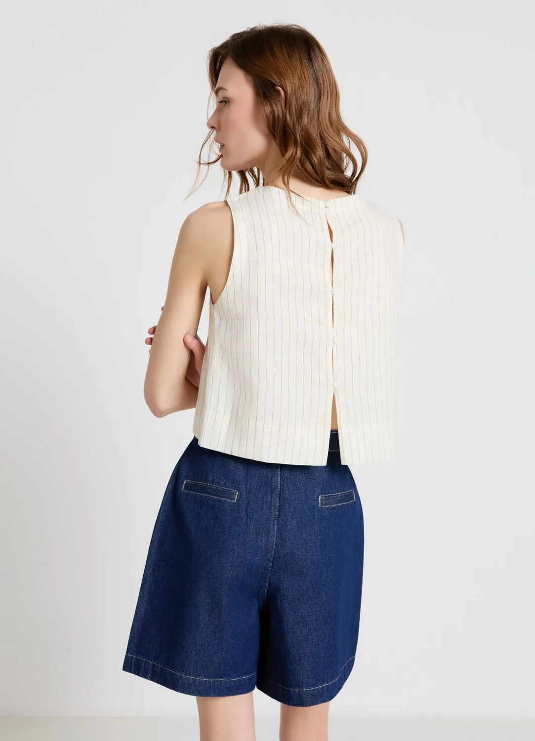 Calliope bermuda denim boutons dorés femme regular