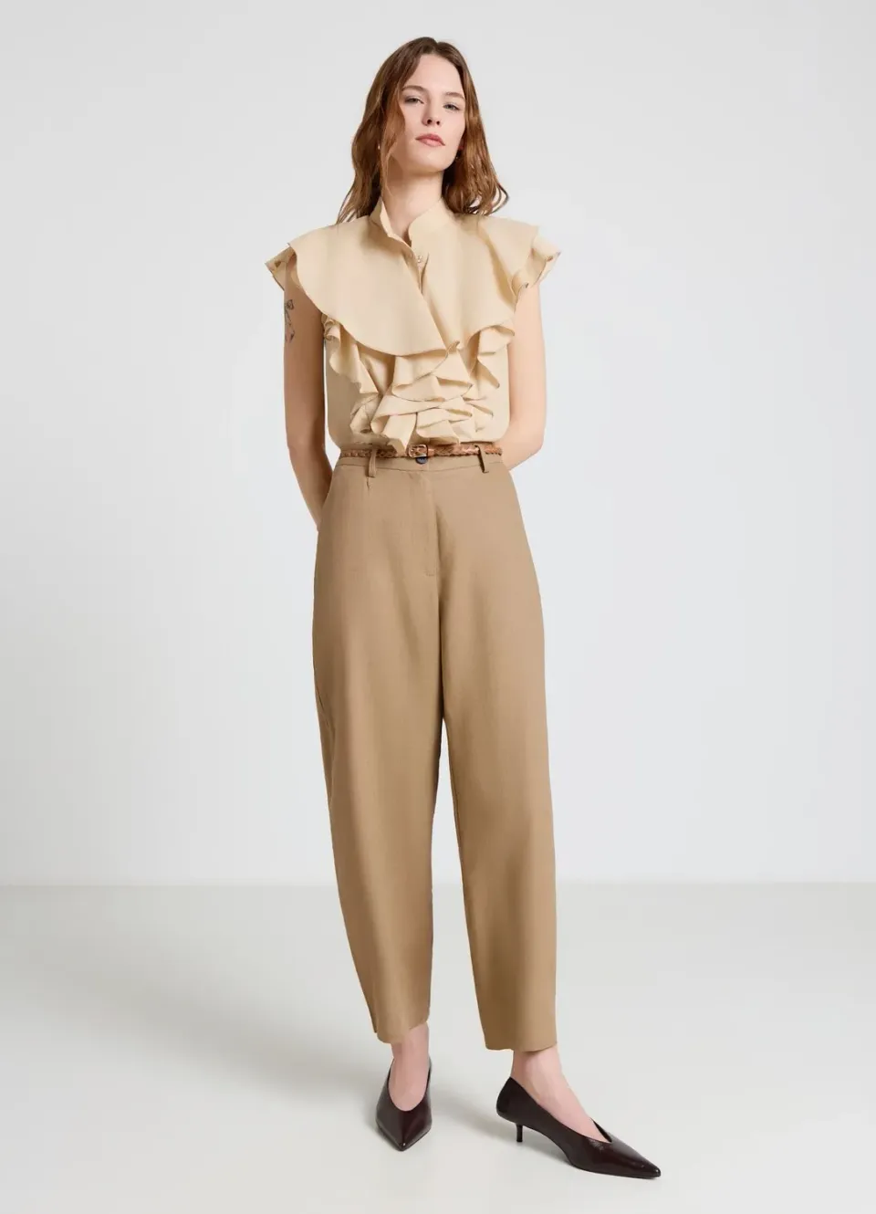 Calliope pantalon balloon taille haute ceinture femme