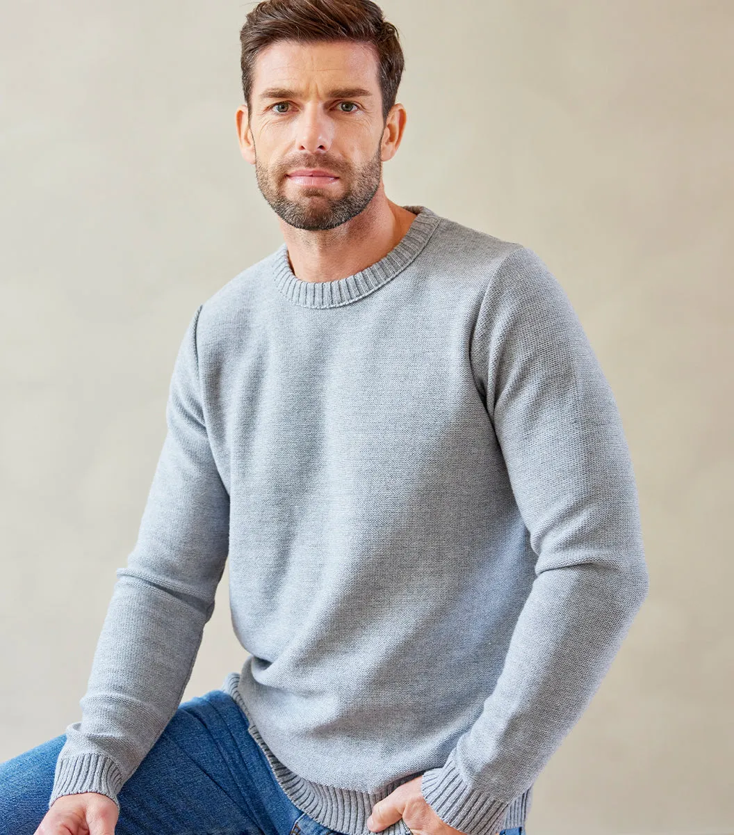 Cocorico Pull Homme Laine Gris col rond