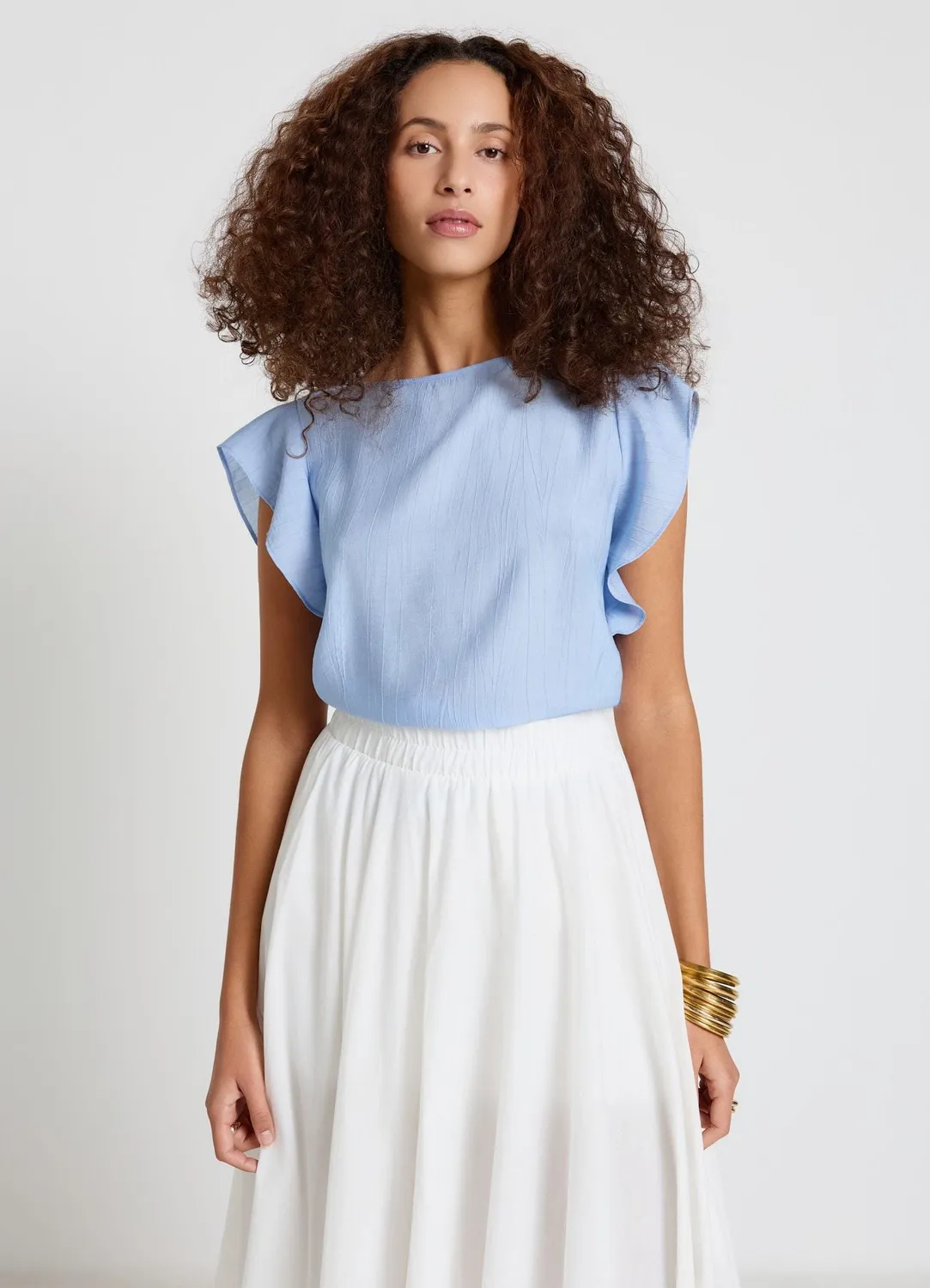 Calliope blouse manches volants femme unie