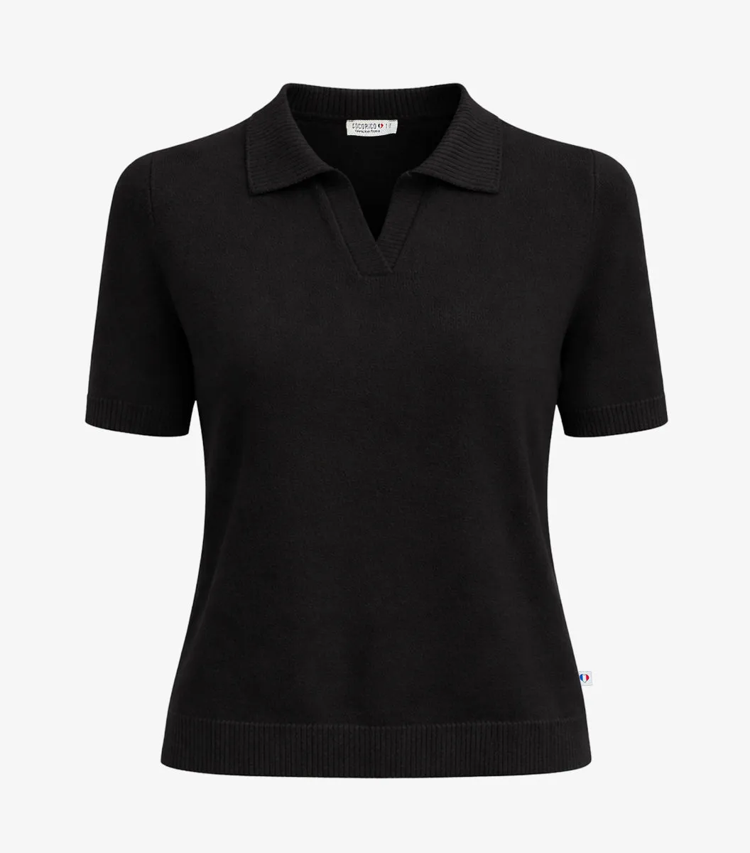 Cocorico Polo Maille polo femme noir coupe ajustée