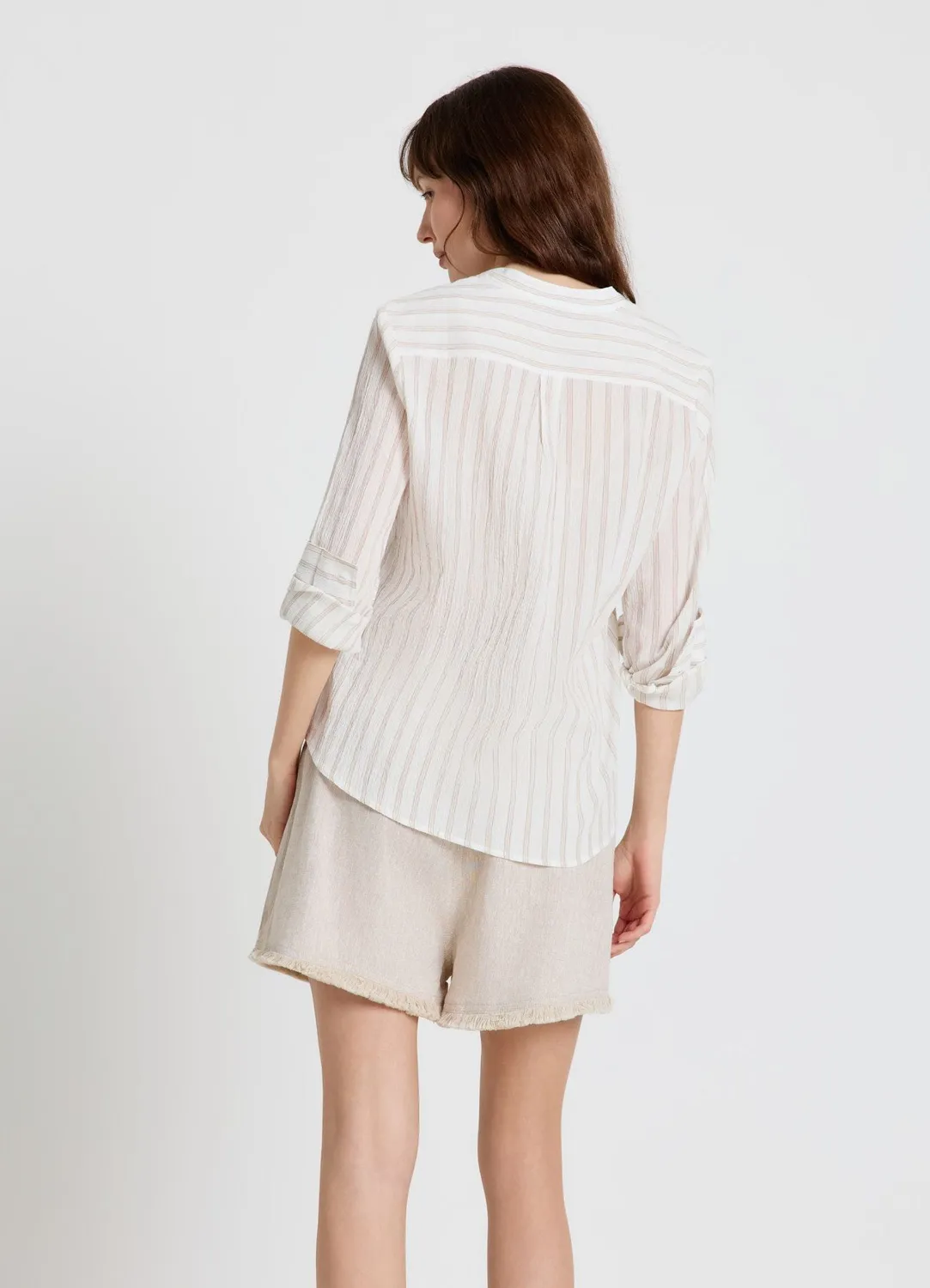 Calliope chemise rayée femme col coréen manches longues
