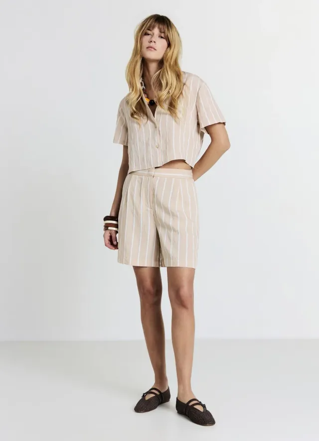 Calliope bermuda à rayures short femme coupe regular