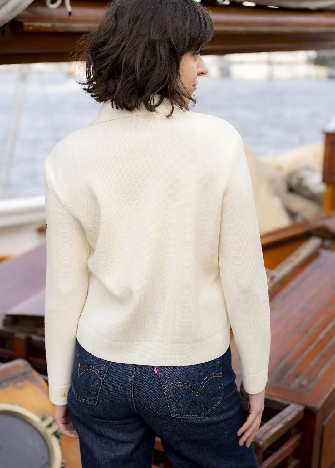 Saint James Richelieu veste écume laine Marine