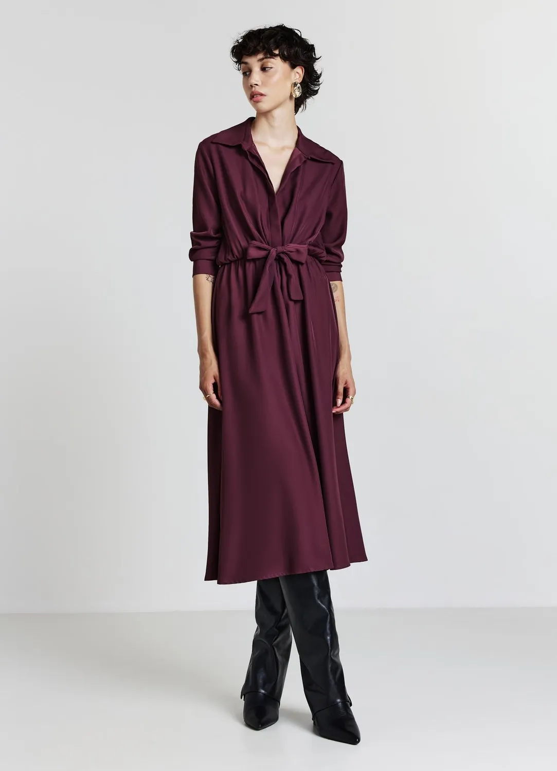 Calliope robe chemise longue femme coton nœud