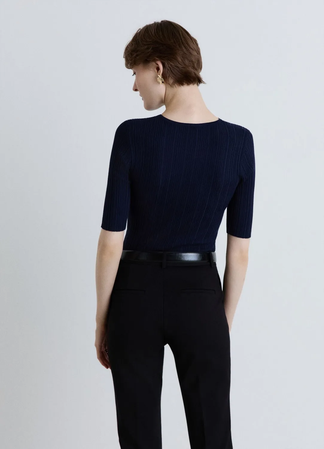 Calliope t-shirt côtelé col rond femme