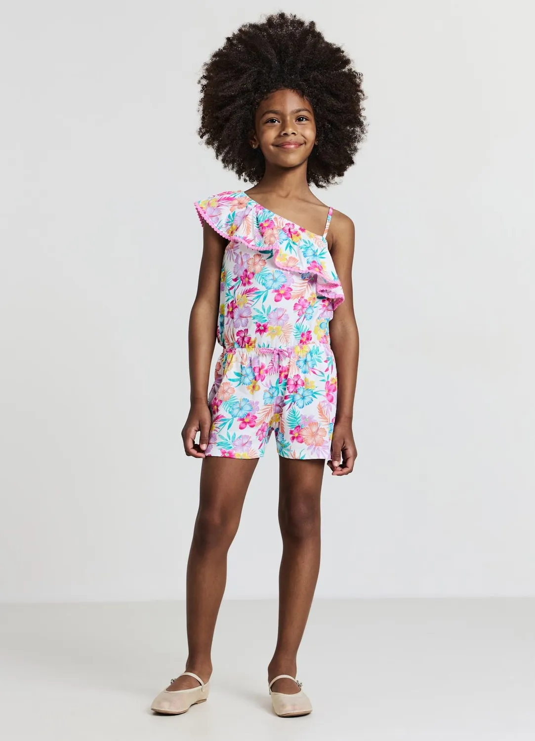 Calliope combishort une épaule fille tropical