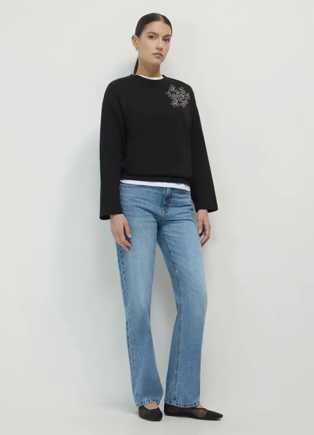 Calliope sweat col rond applications femme
