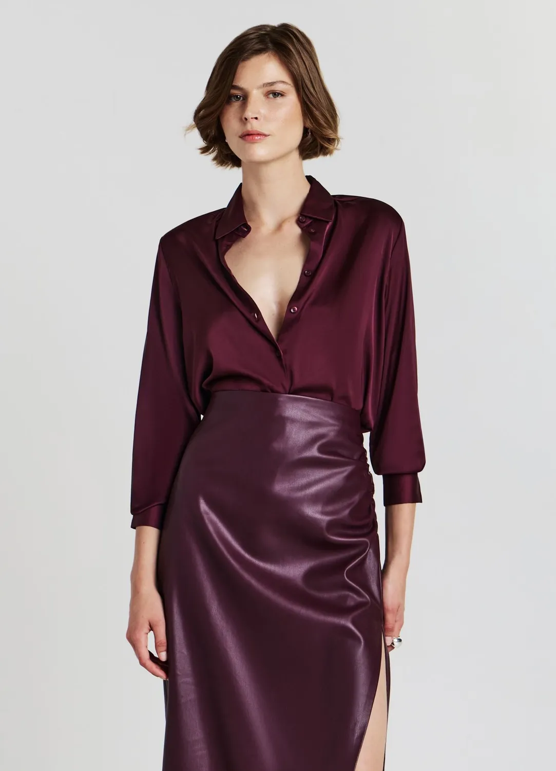 Calliope chemise satinée femme manches longues