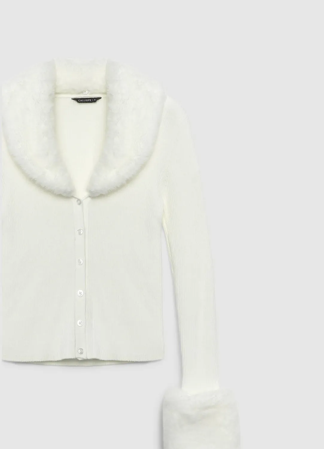 Calliope cardigan boutons col fausse fourrure femme