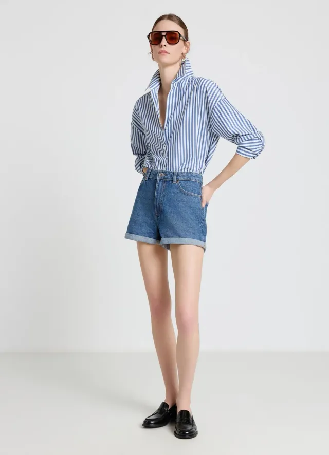 Calliope short mom jean femme denim revers