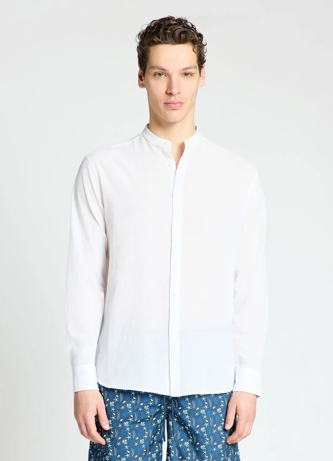 Calliope chemise col coréen homme effet froissé unie