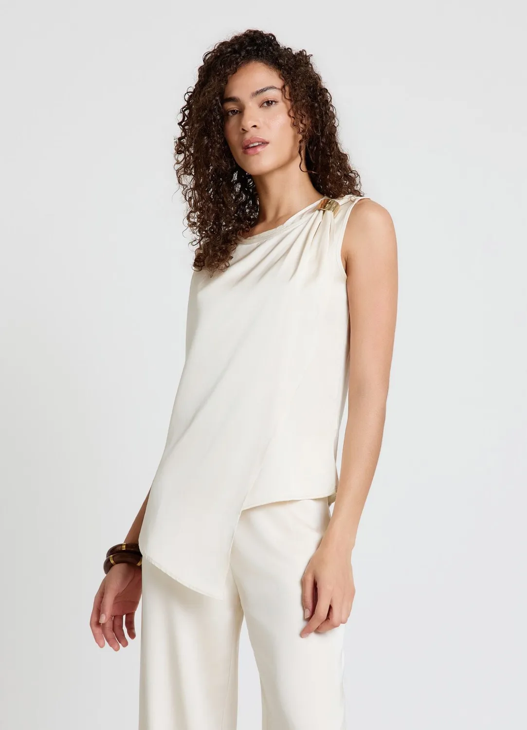 Calliope Top Asymétrique Simili-Satin Femme Boucle