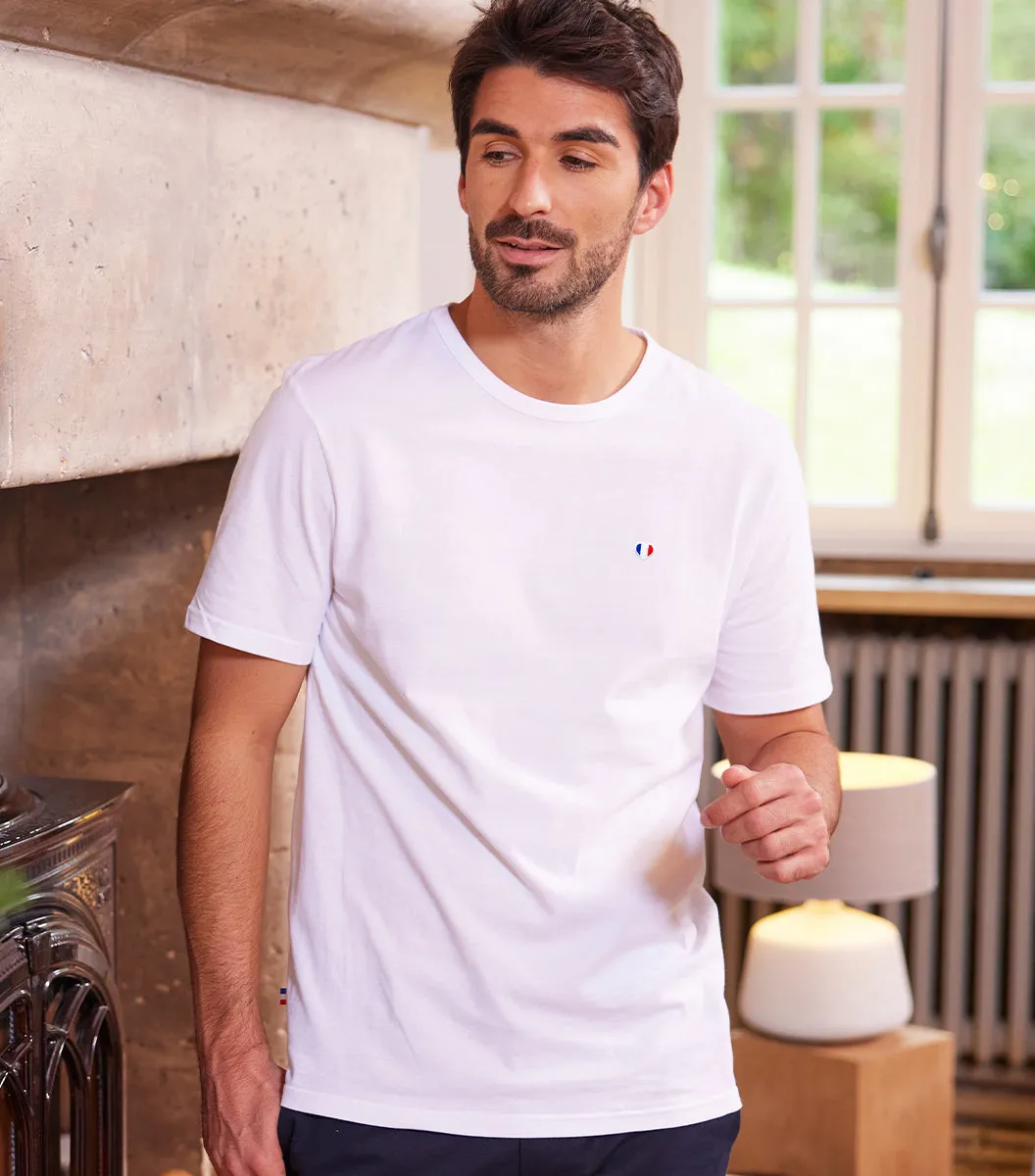 Cocorico Iconique T-shirt Homme Blanc 100% Coton