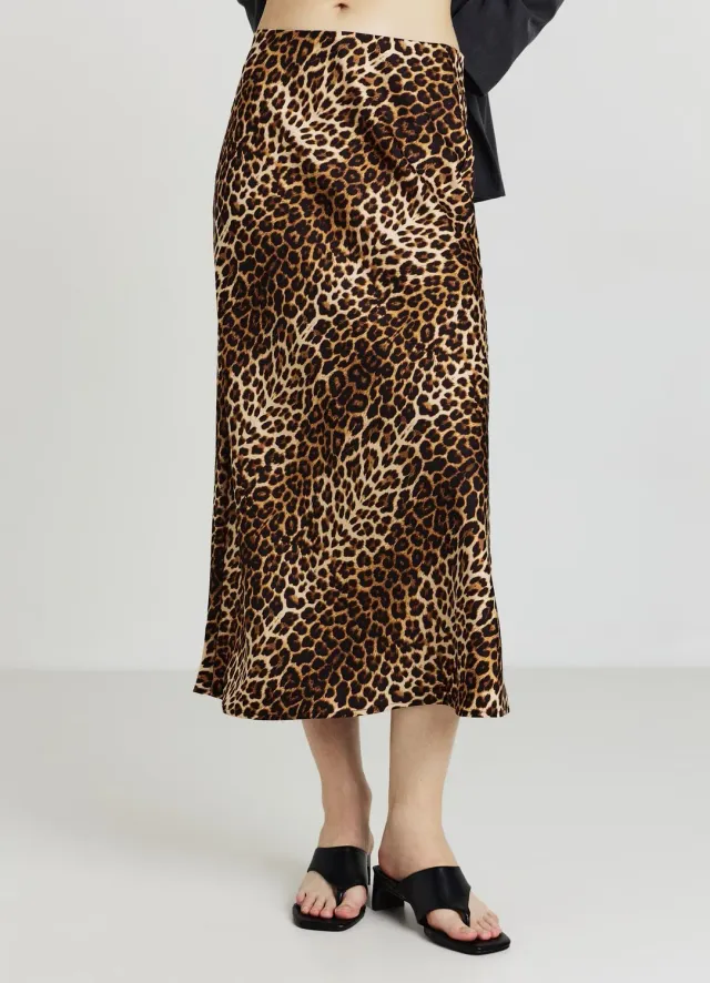 Calliope Jupe midi femme animalier satinée